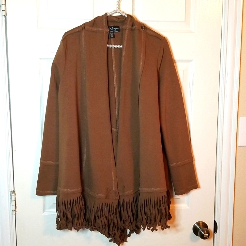 Womens Long Sleeve Cape Fringe Jacket - Picture 1 of 10